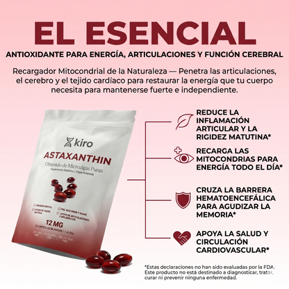 Kiro Astaxantina: combate de forma natural el estrés oxidativo para restaurar el equilibrio por dentro y por fuera.