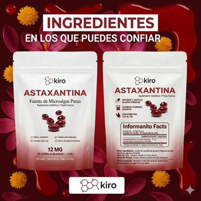 Kiro Astaxantina: combate de forma natural el estrés oxidativo para restaurar el equilibrio por dentro y por fuera.